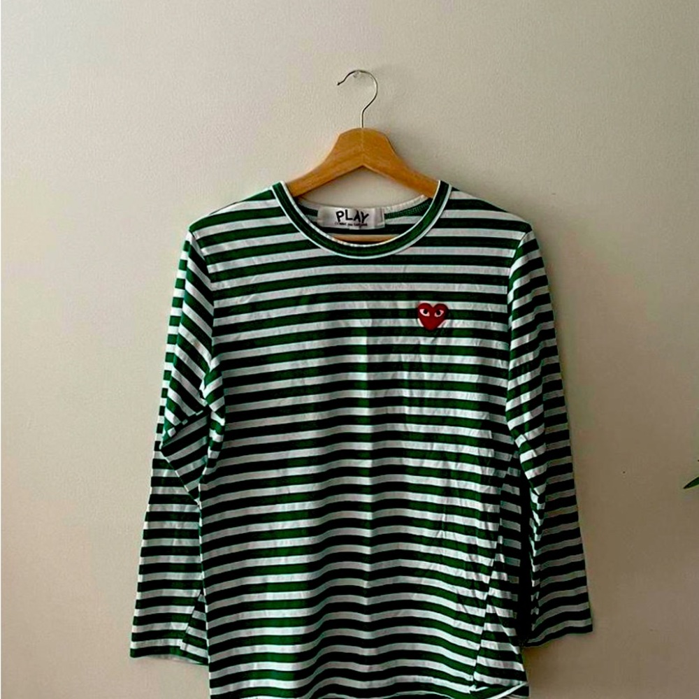 Comme des Garçons Play Men's White and Green T-shirt